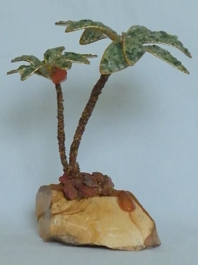 Zwei Palmen (± 15 cm) mit Aventurin und Tigerauge